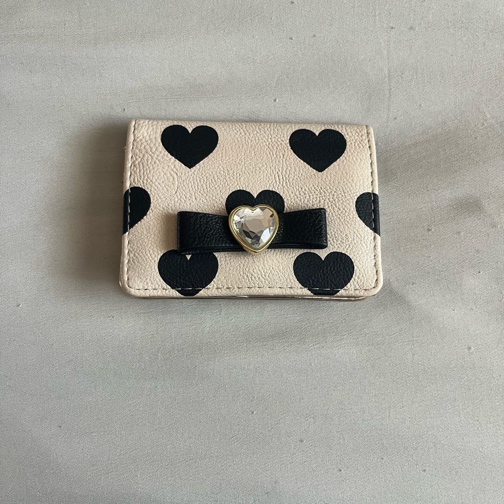 Betsy’s Johnson mini wallet- light pink with black hearts